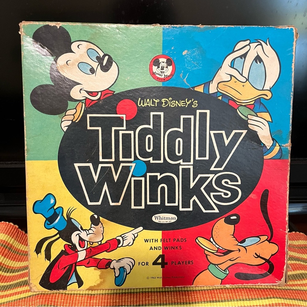 Ephemera DISNEY TIDDLY WINKS GAME - 1963 - Colorful Display 63 YO Playable Game